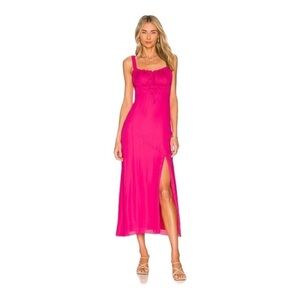 NEW Line & Dot Fuchsia Midi Dress Line & Dot Brooke Hot Pink